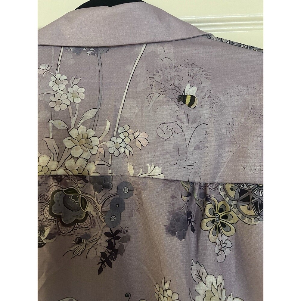 CHERRYBETTY Lavender Floral Bumble Bee Blouse XL Boho Puff Sleeve Babydoll Top - Picture 4 of 7